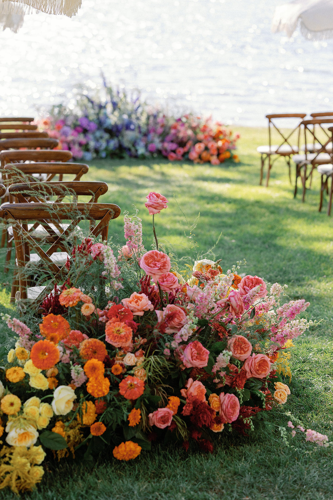 Colorful Summer Lakeside New England Wedding Ceremony - Verve Event Co. - Laura Rose Photography (1)