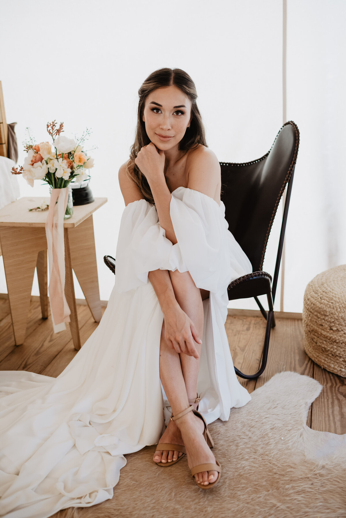 Utah Elopement Photographer captures woman wearing wedding dress during bridal portraits