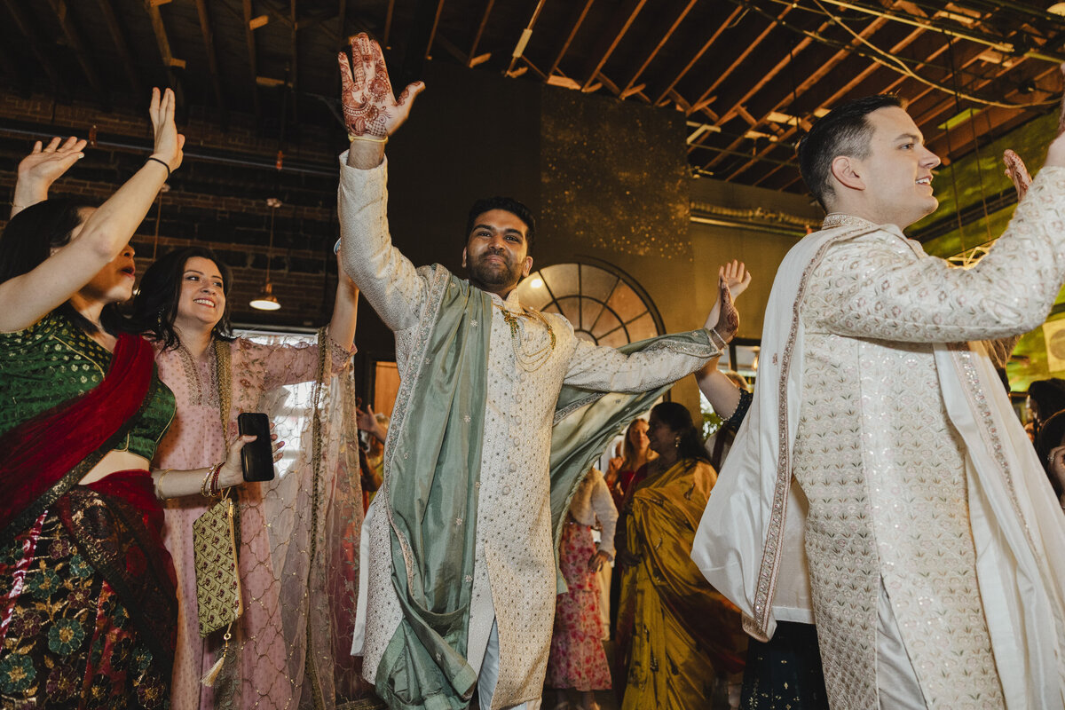 A newlywed dancing at their wedding reception 
