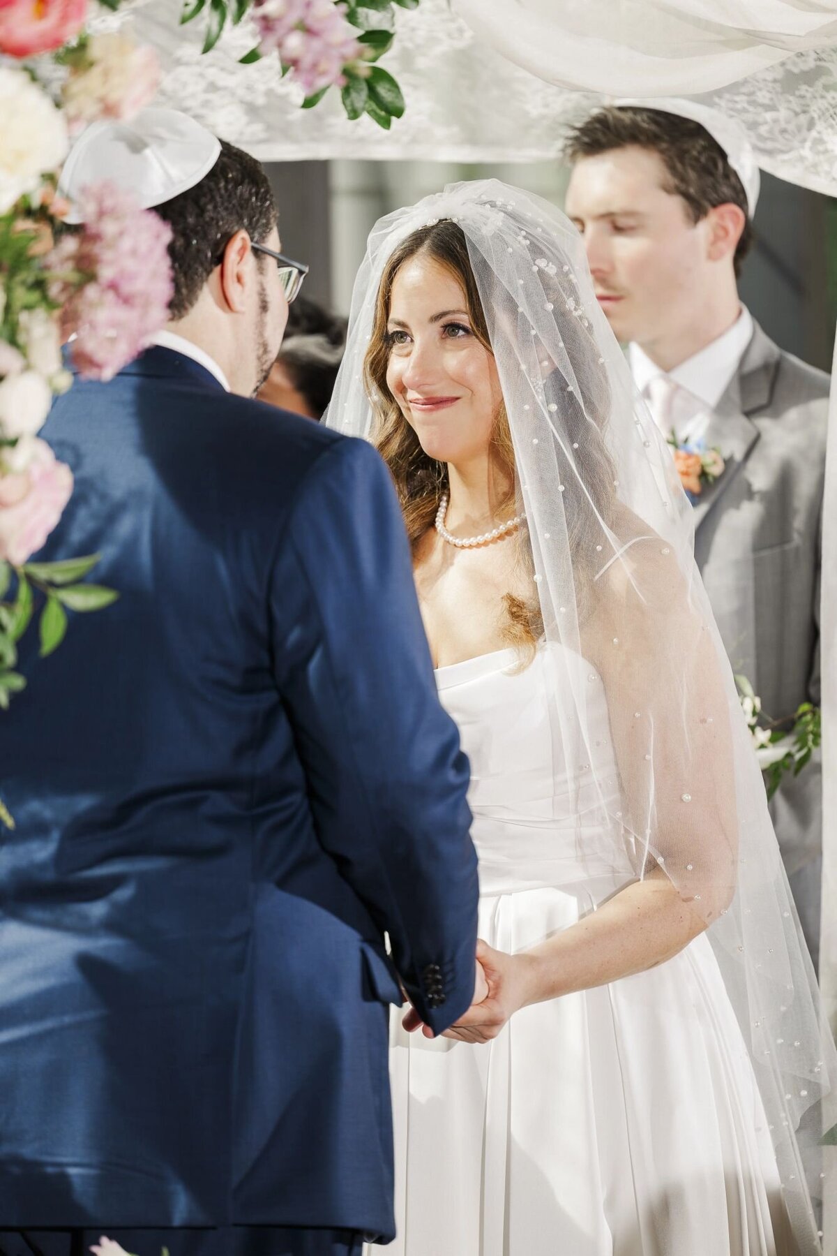 Close up shot of the bride at The Roundhouse during indoor ceremony