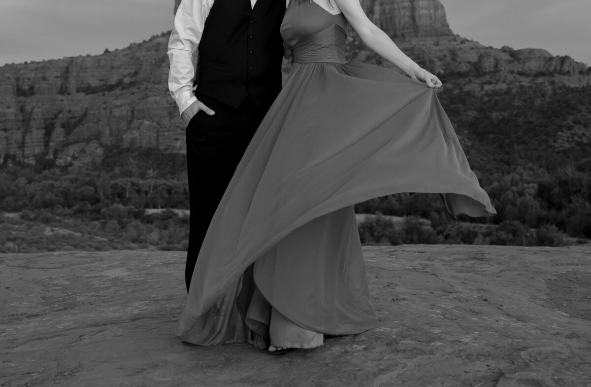 Sunset engagement photo in Sedona with golden Arizona light