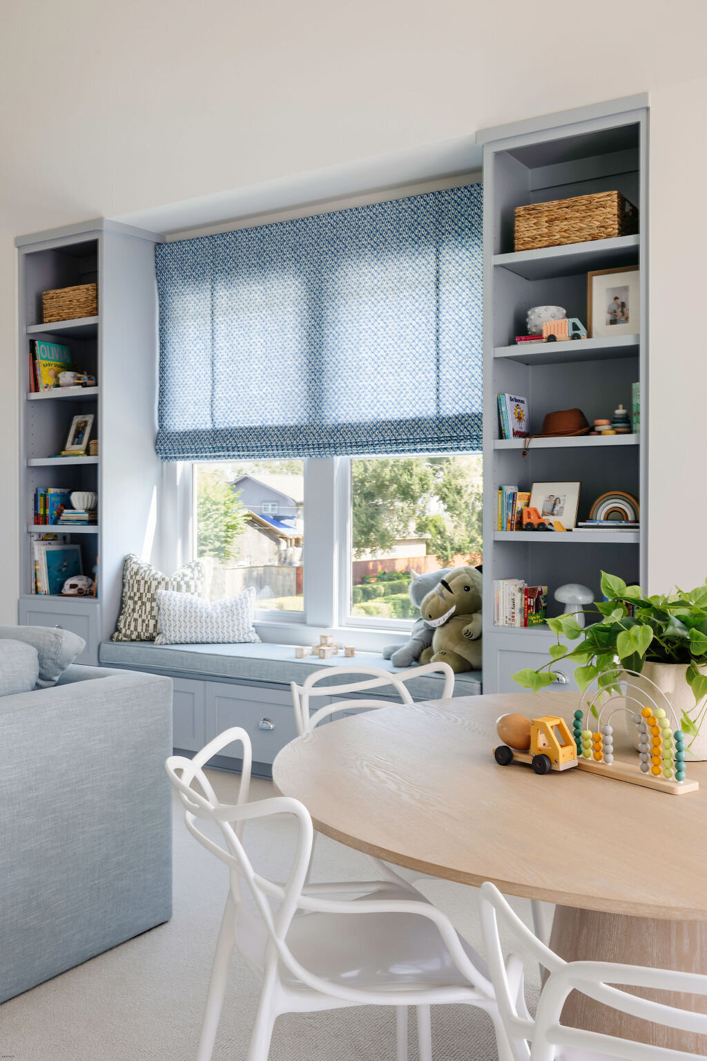 oyster creek studios stripling new build blue and white sitting area