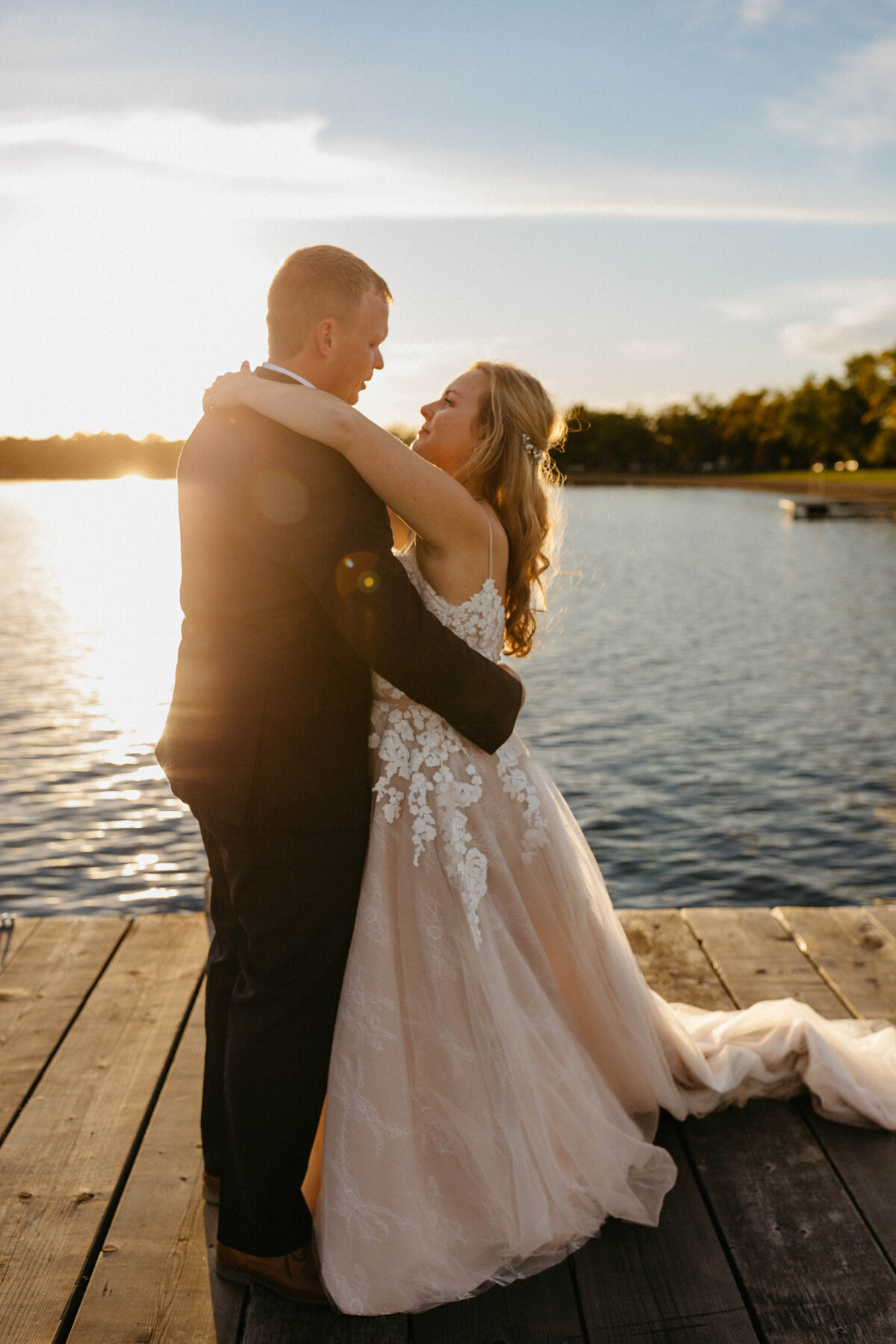 bride-and-groom-next-to-lake