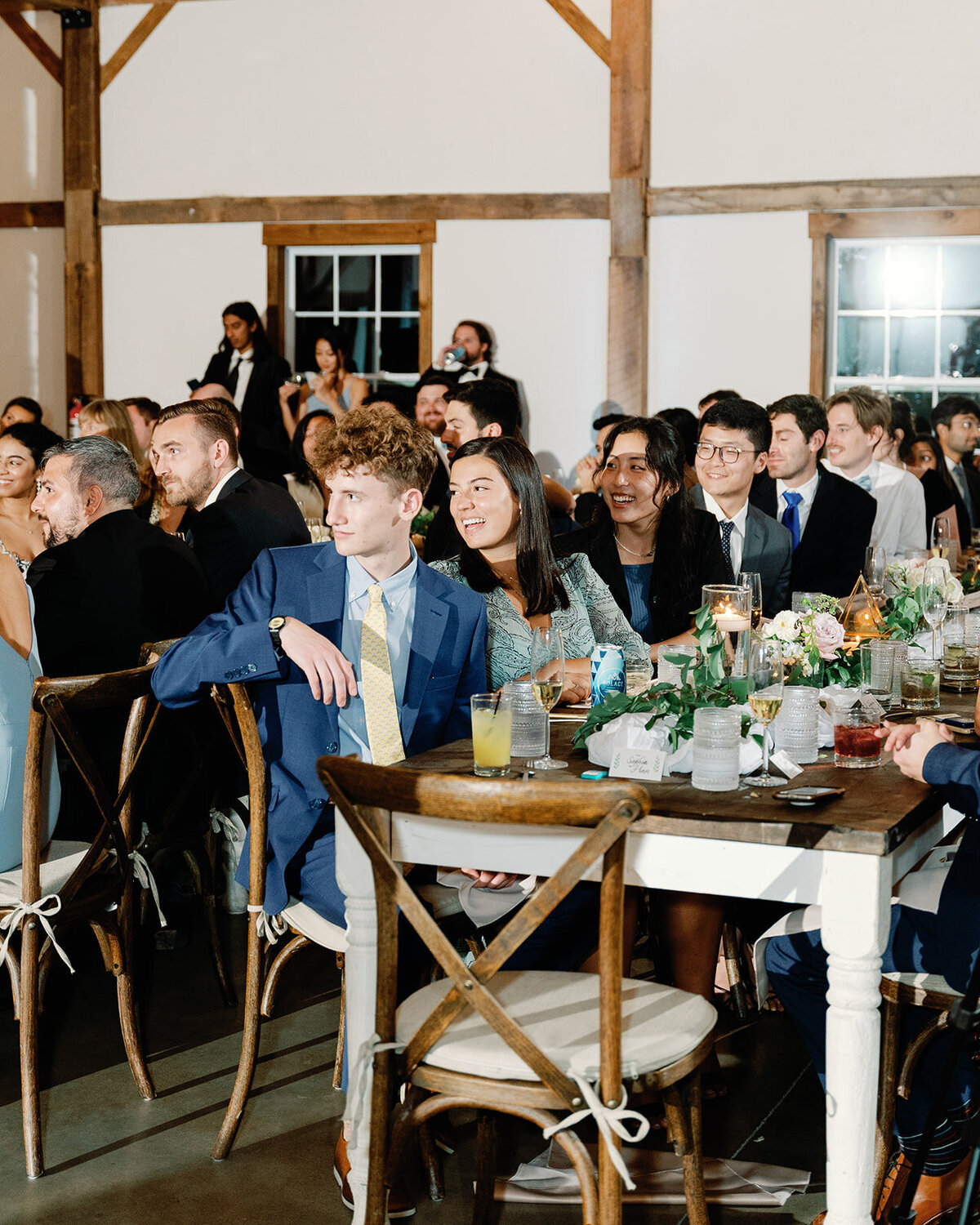 Wedding guests at reception