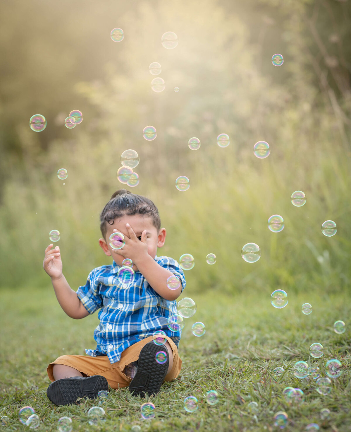 toddler playing with bubbles on a park in Acworth georgia