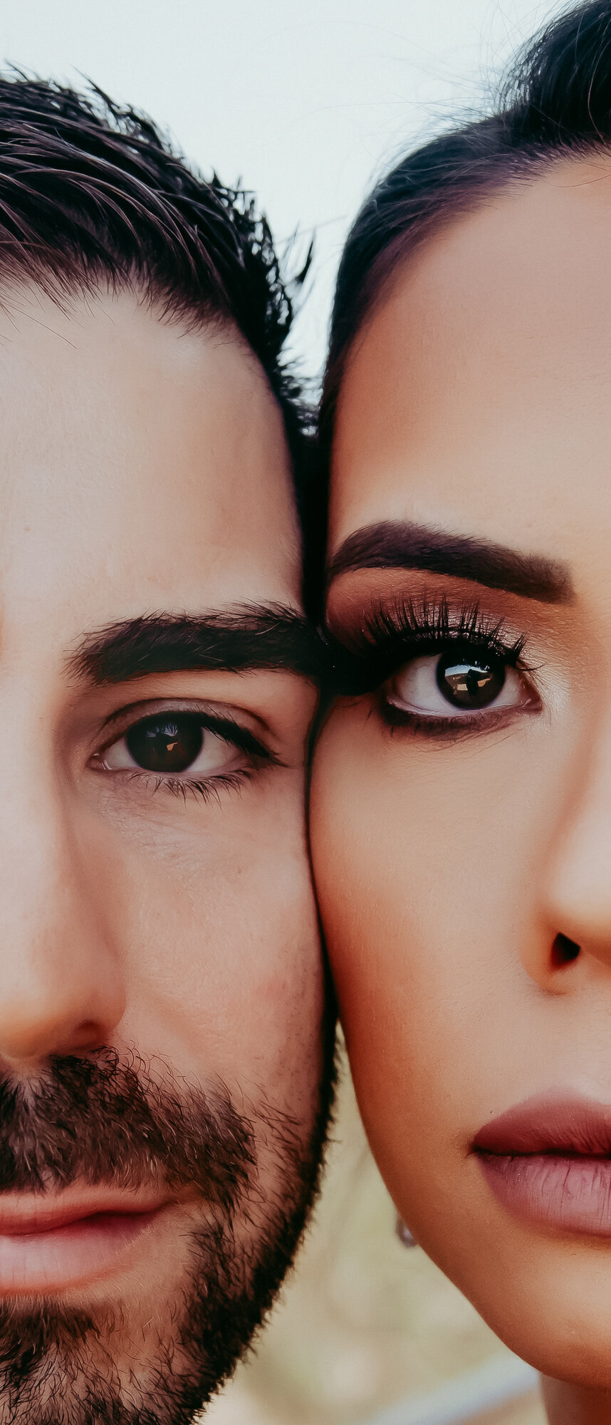 Couples Photographer,  Close up of man and woman with their faces next to each other