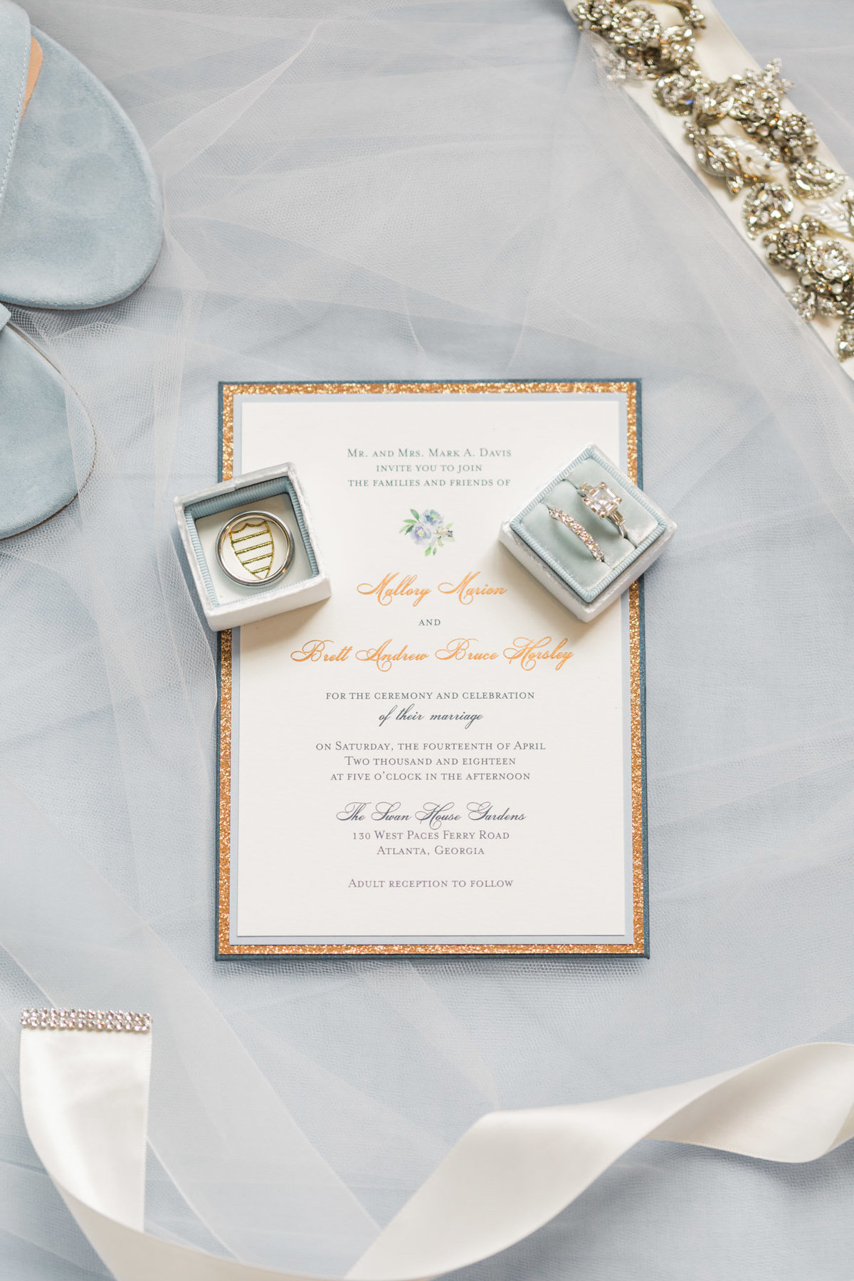 Luxury invitation suite idea complete with Mrs Box. Photo by luxury destination wedding photographer Rebecca Cerasani.