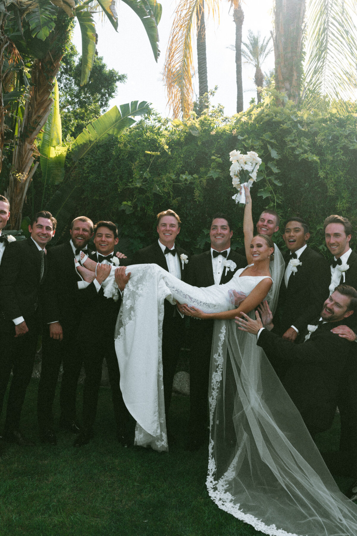 Candid Wedding Party Group Photos at Palm Springs Intimate Wedding, 35mm Film Wedding Photographer, Authentic Destination Wedding Photographers | Vivian Fox Photography
