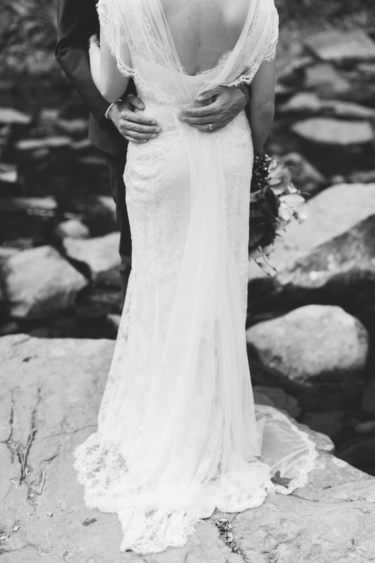 Bridal dress lace details captured by destination elopement photographer Rebecca Cerasani