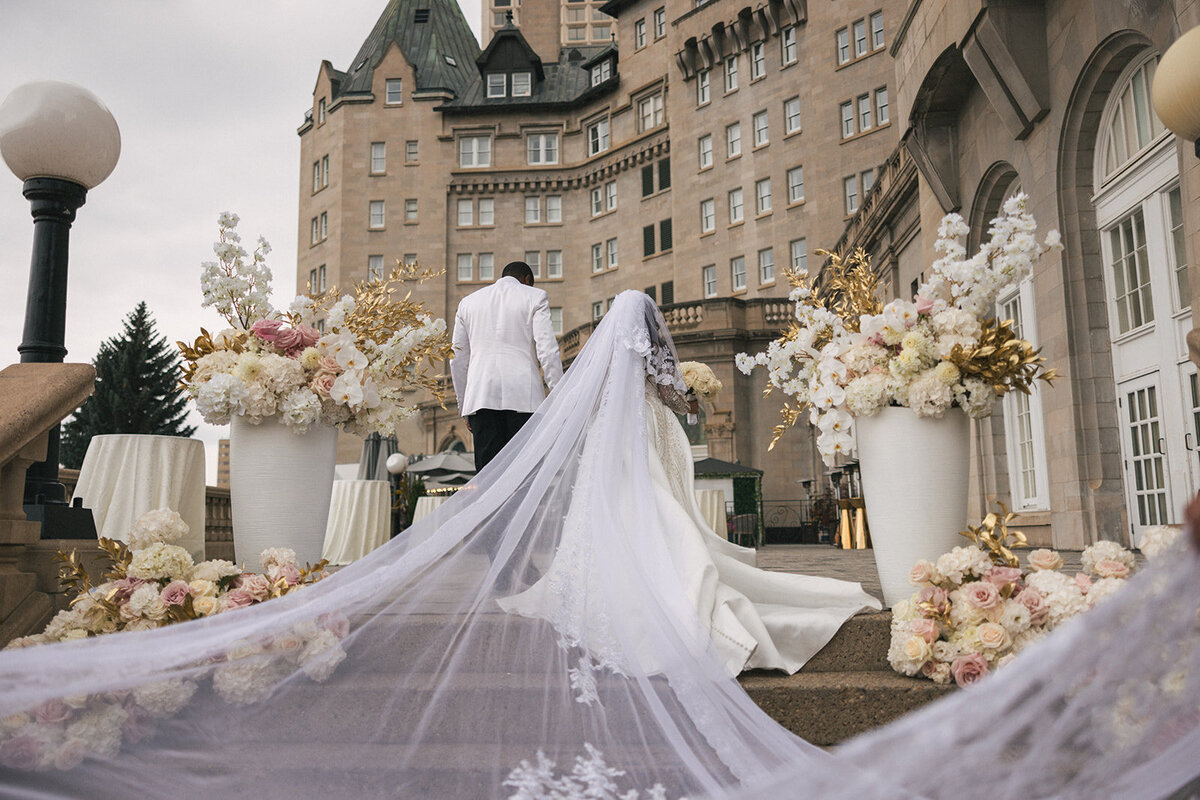 Fairmont Hotel bride veil shot