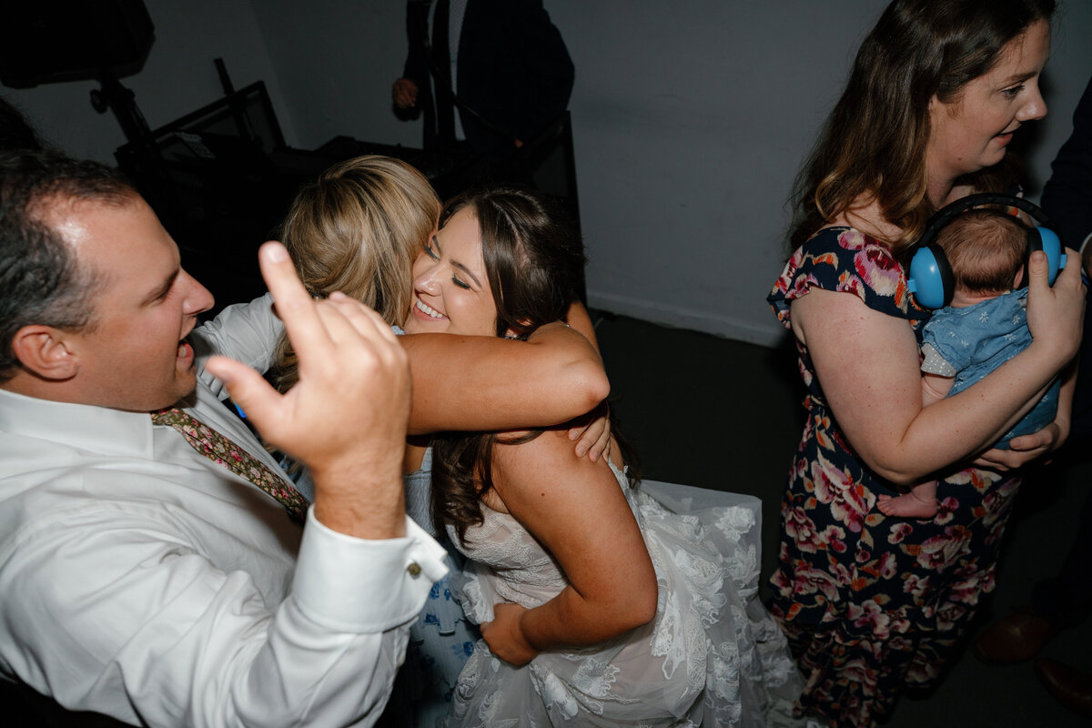 Guests dancing at a wedding reception