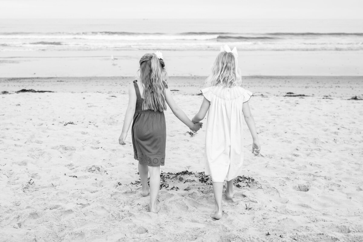 Portrait of sisters on the beach in Southern Maine