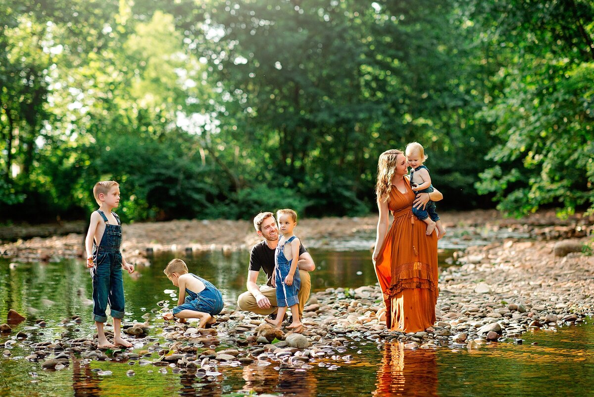 Family playing in a river near Harrisonburg, VA