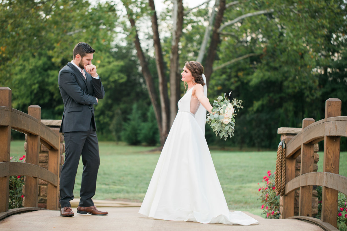 Groom checking out his bride.