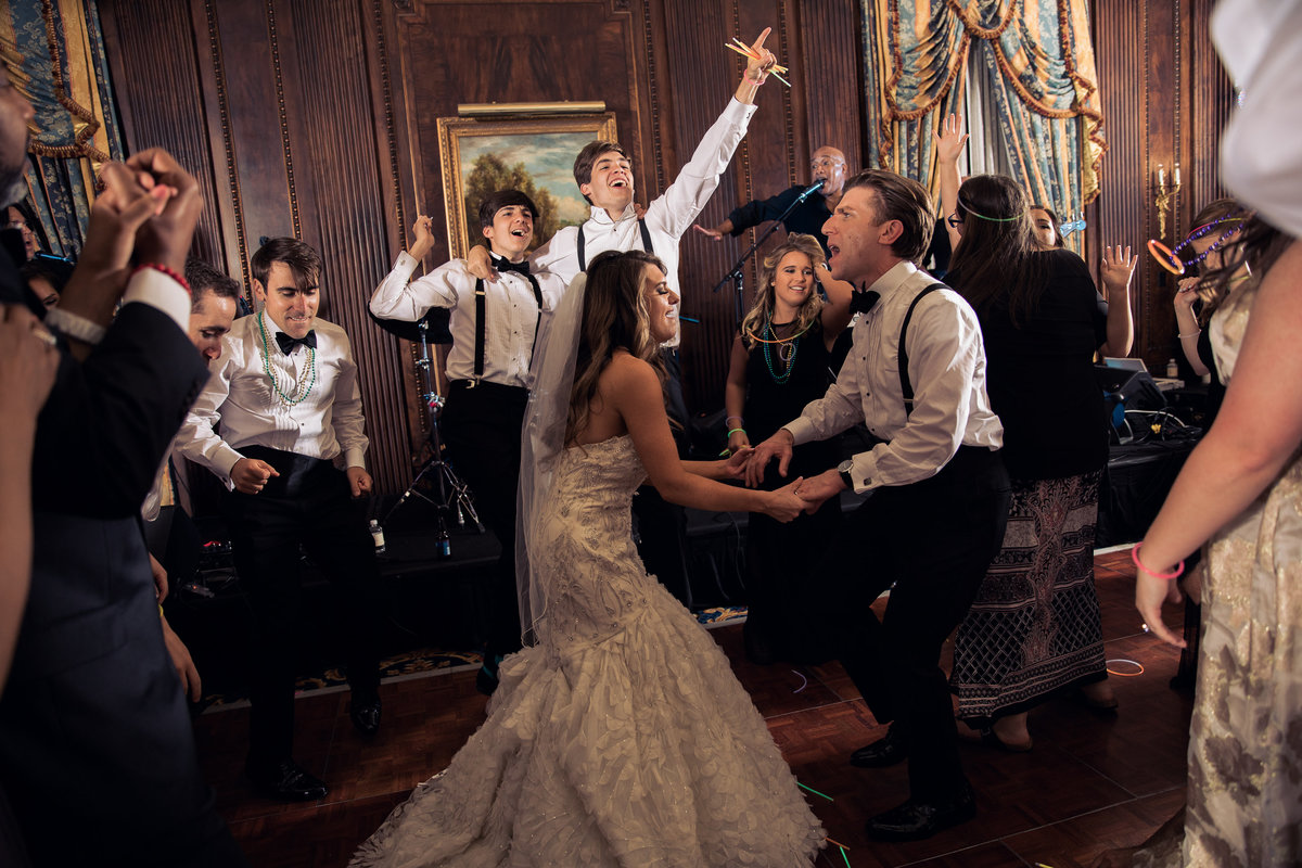 Bride and Groom dancing.