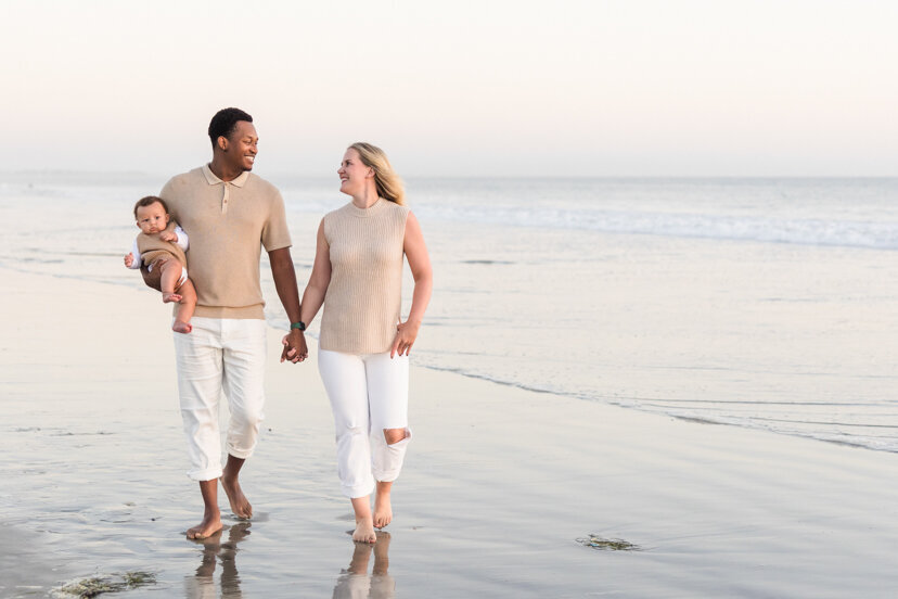 Couple-with-baby-walking-on-Coronado-Beach-San-Diego