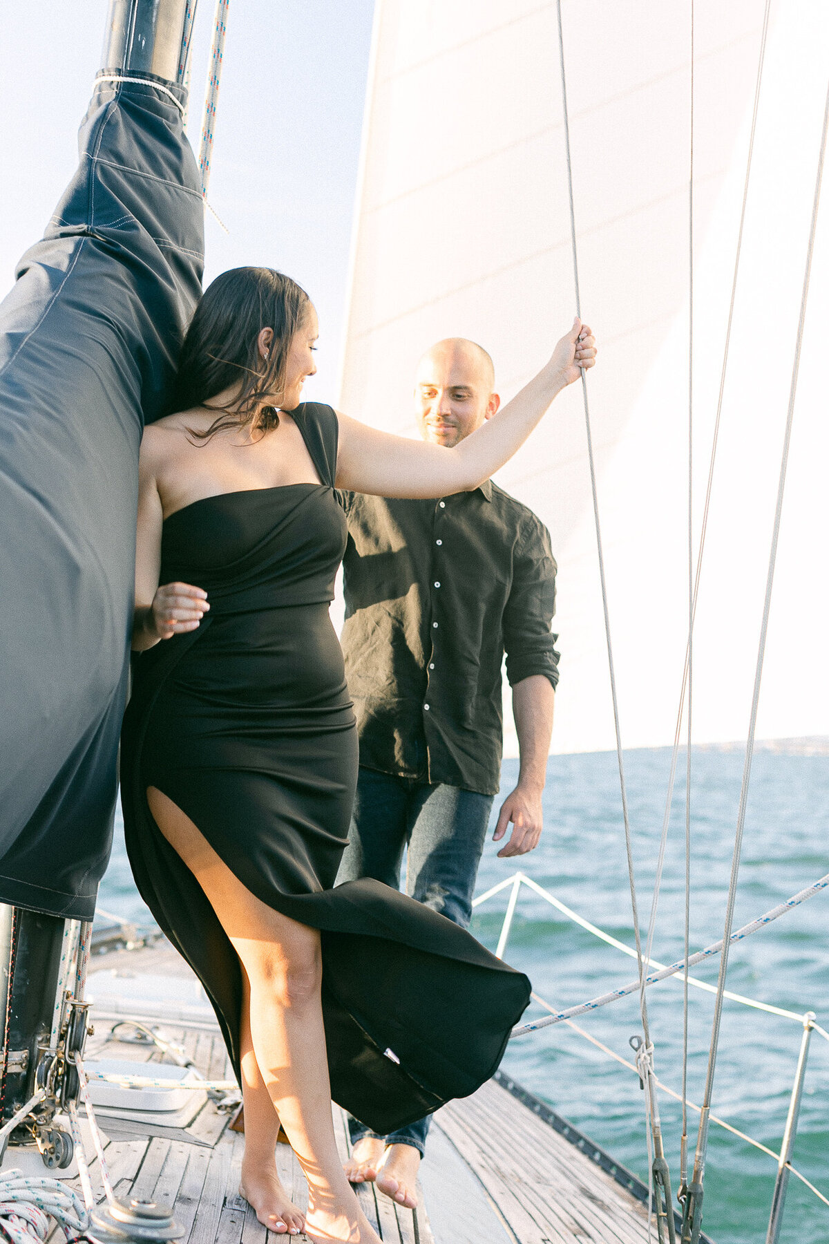 Couples portraits out at sea