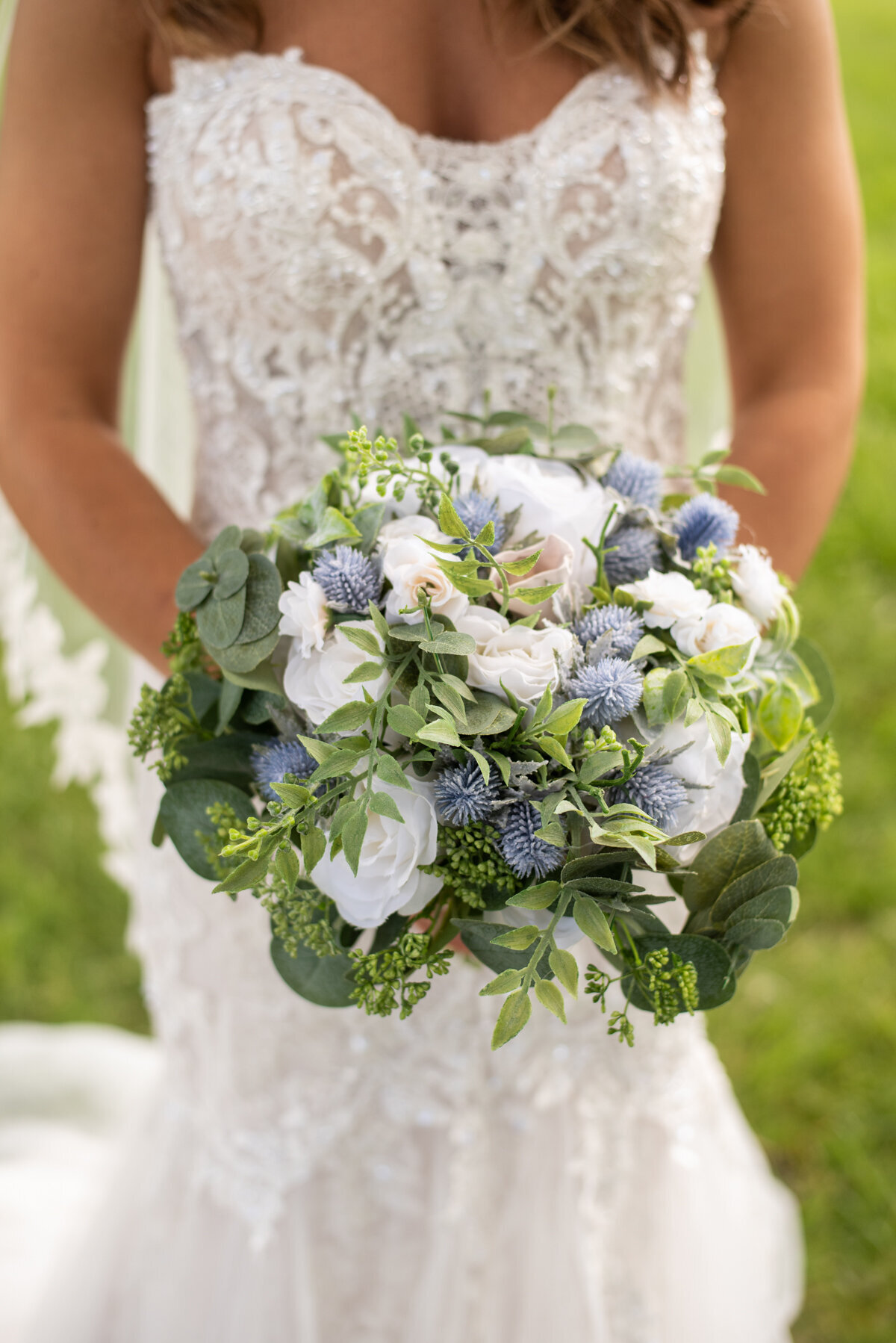 floral bouquet with bride