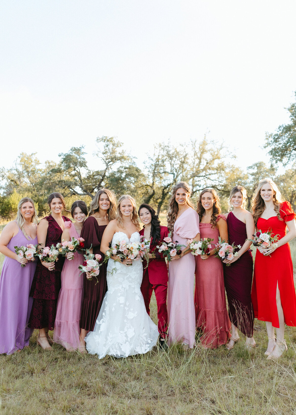 colorful-bridesmaid-dresses-outdoor-wedding