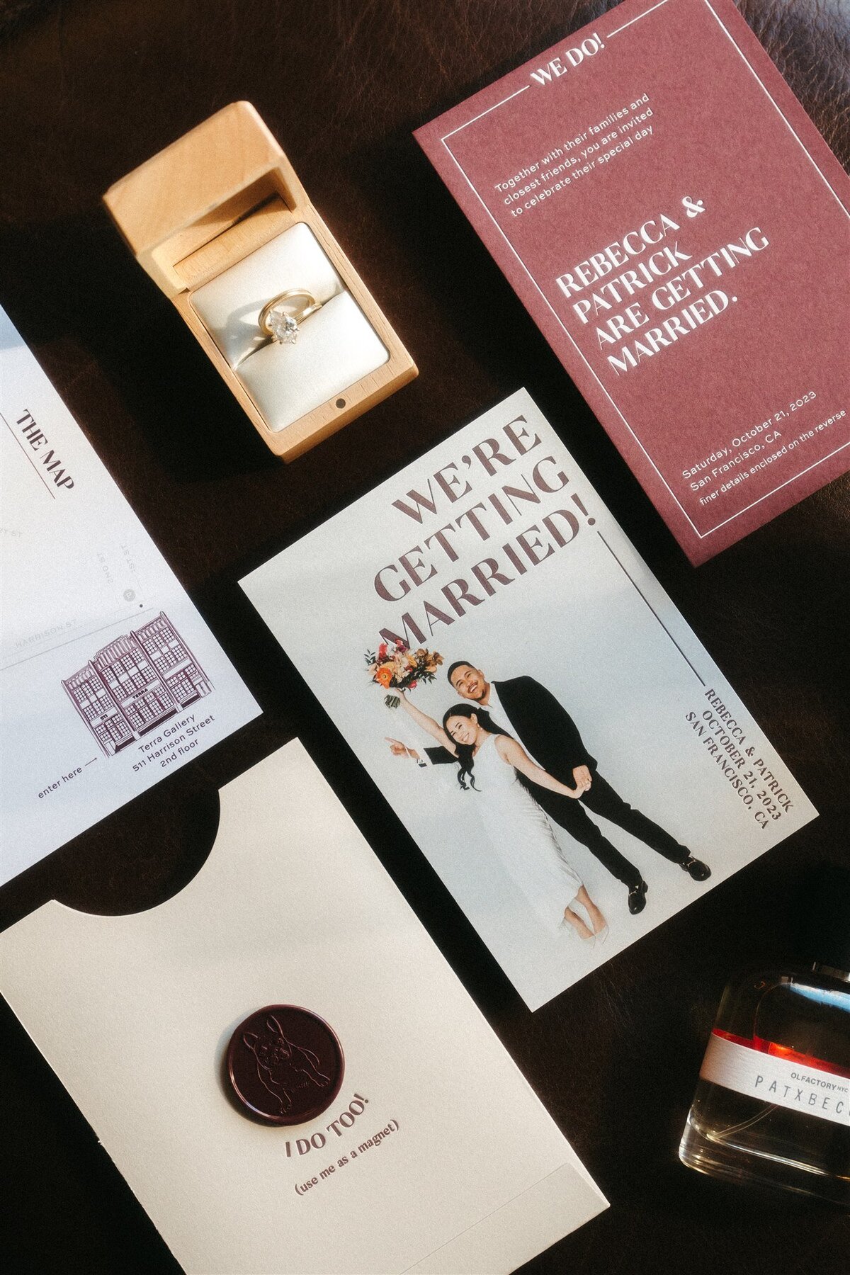 Invitation suite modern fall wedding burgundy