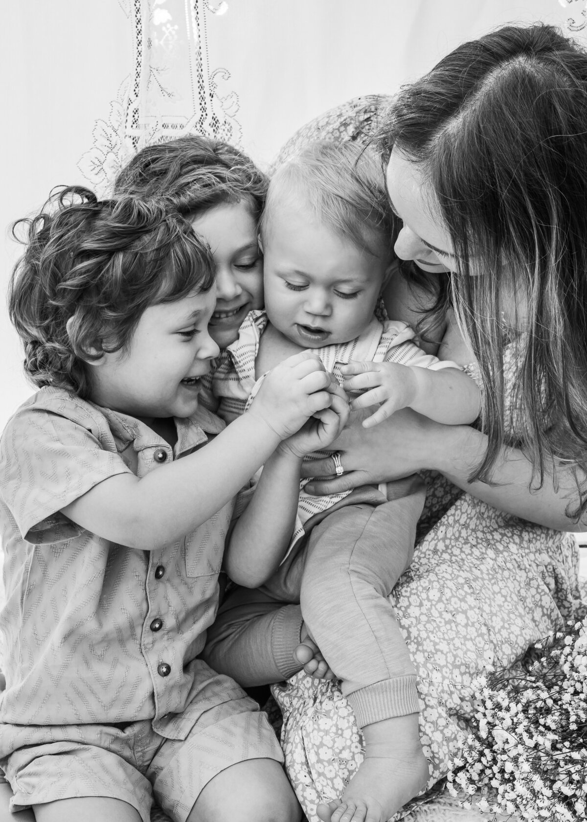Black and white siblings family photography session