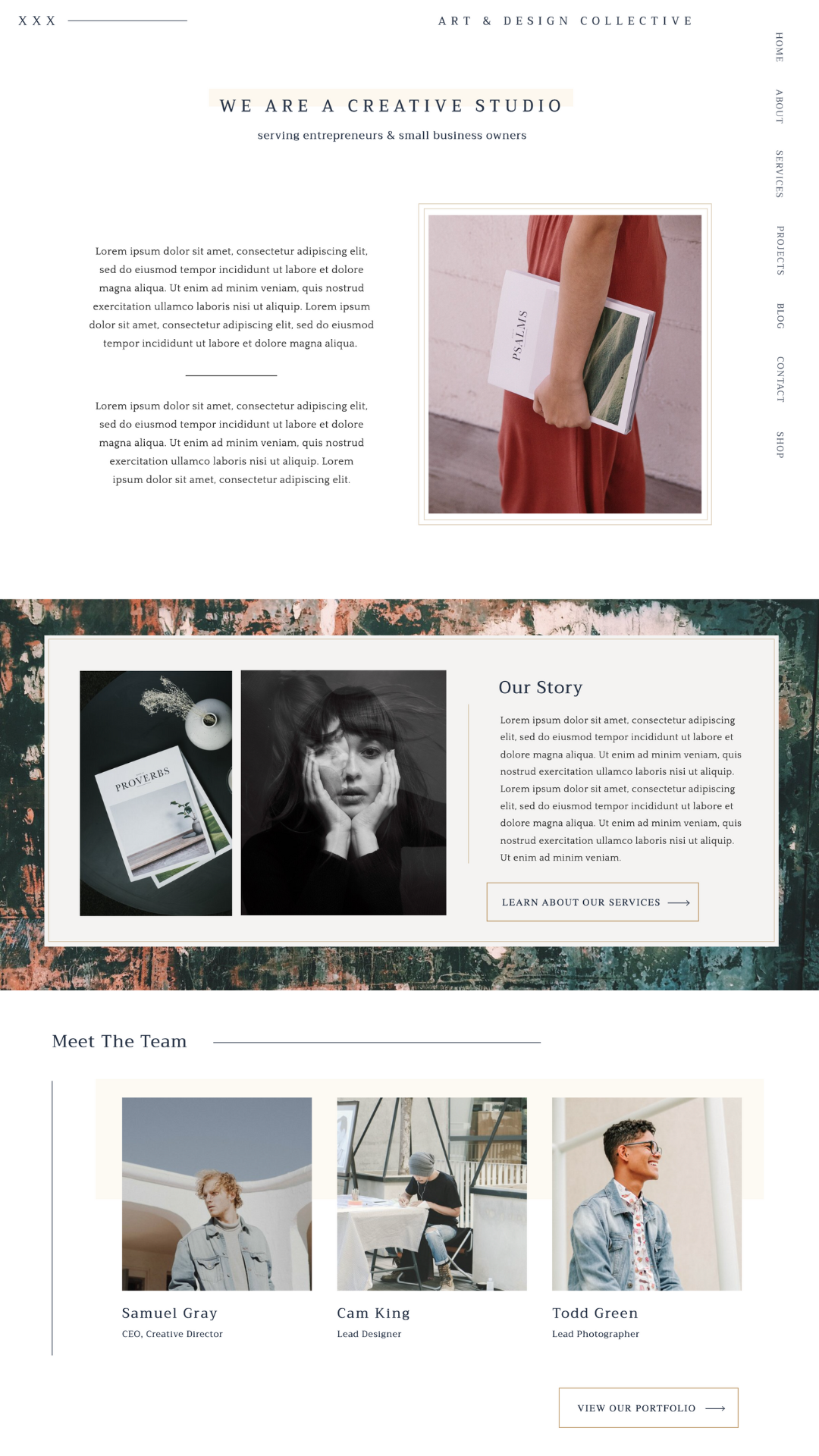 website design for interior designers, website design for artists, website design for photographers