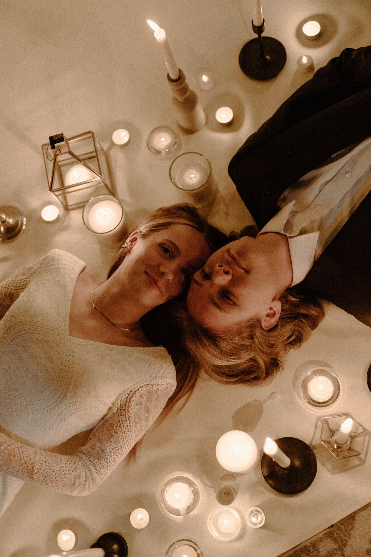 candlelight bridal photos