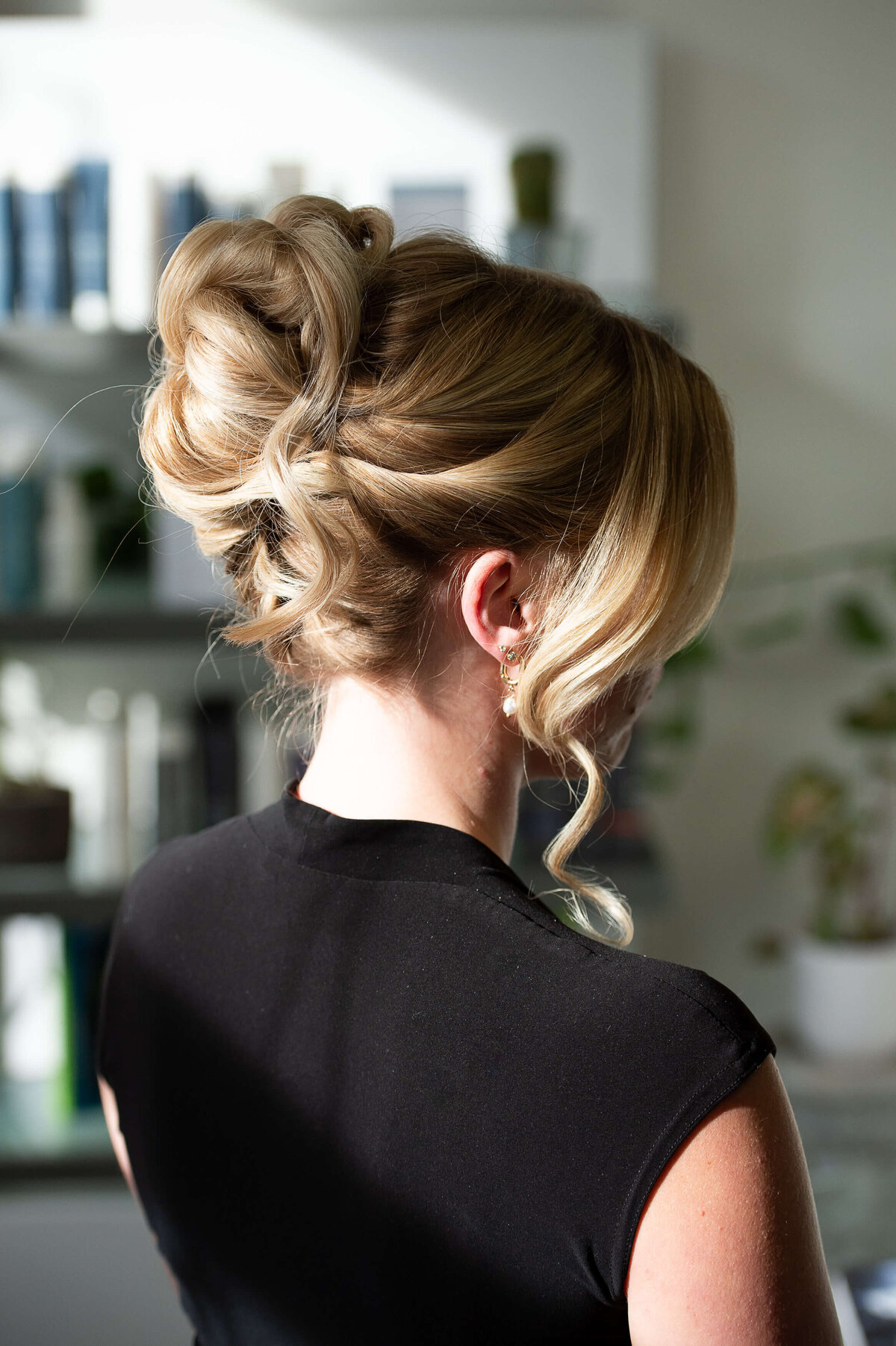Ottawa brand photos showing the final results of a blonde bridal updo.  Captured by JEMMAN Photography