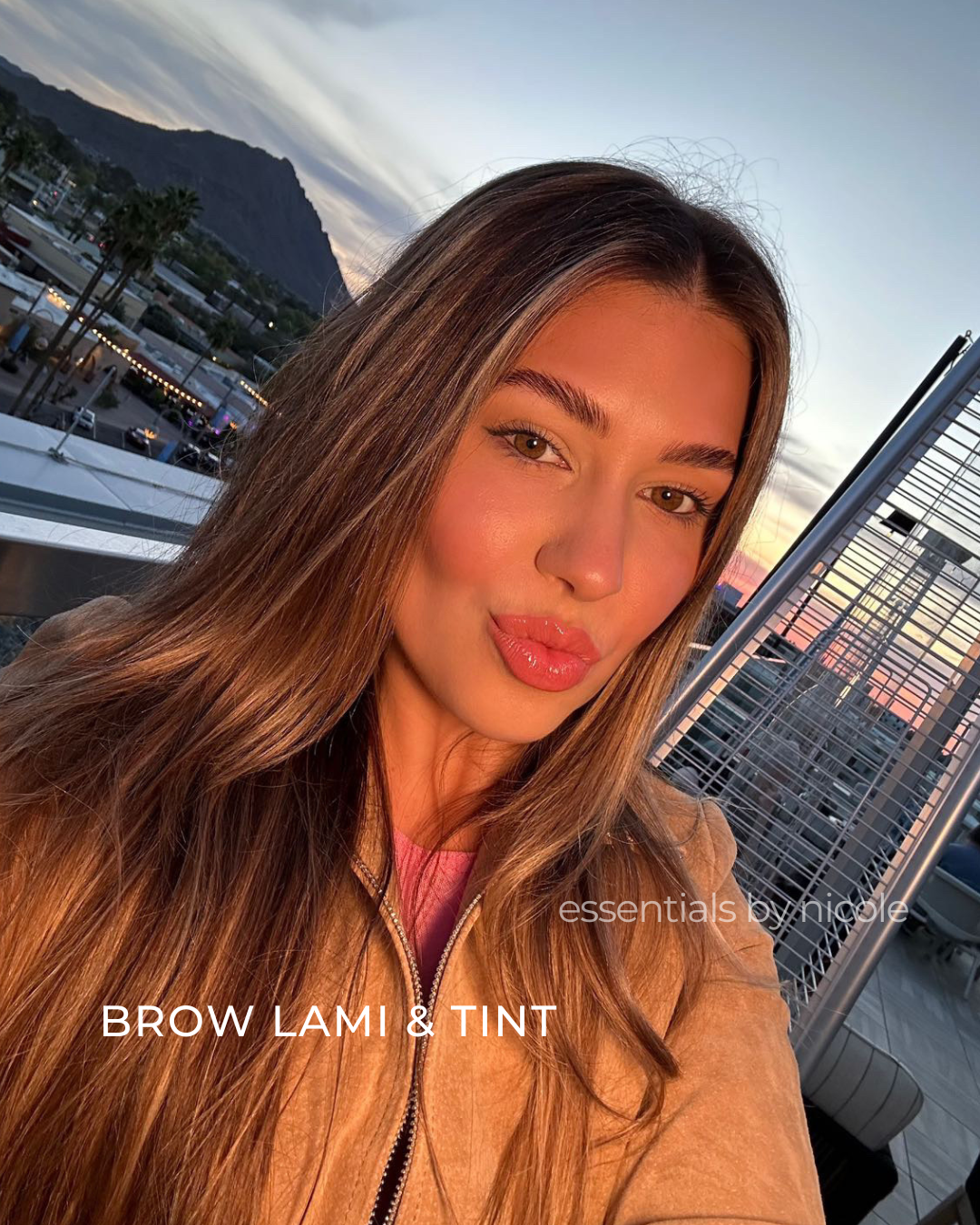 brow lamination and tint results on client for fuller, fluffier brows.