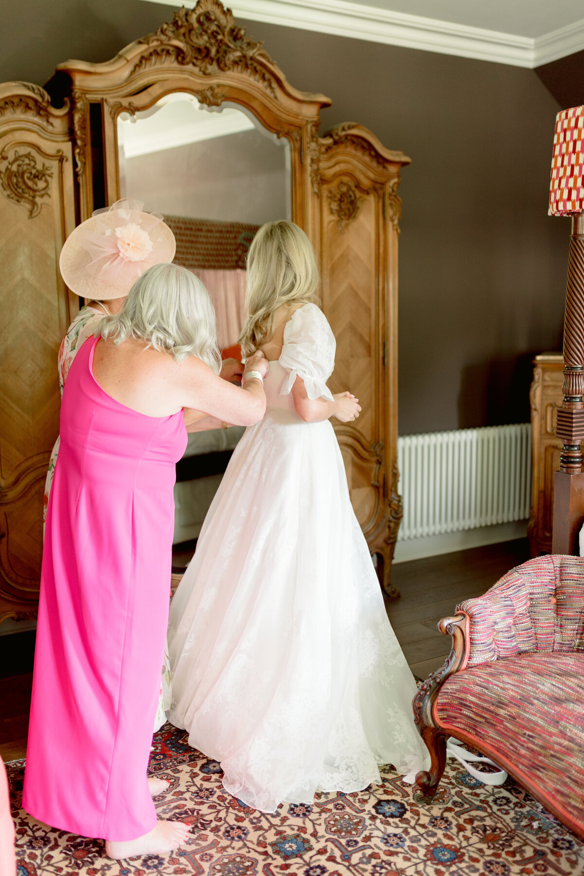 Beautiful Bridal morning prep photos in the Bridal Suite of Cromlix House, Scotland.