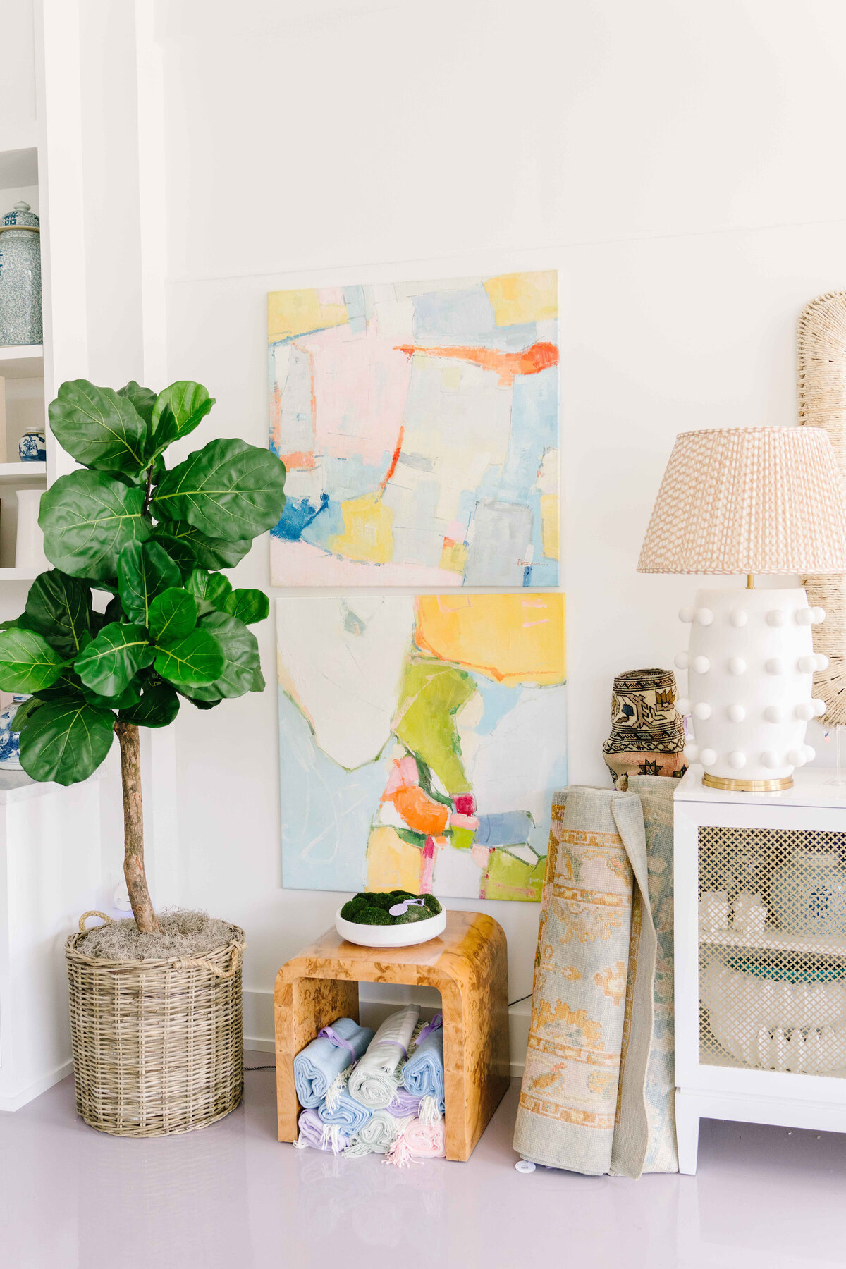 oyster creek studios office colorful paintings