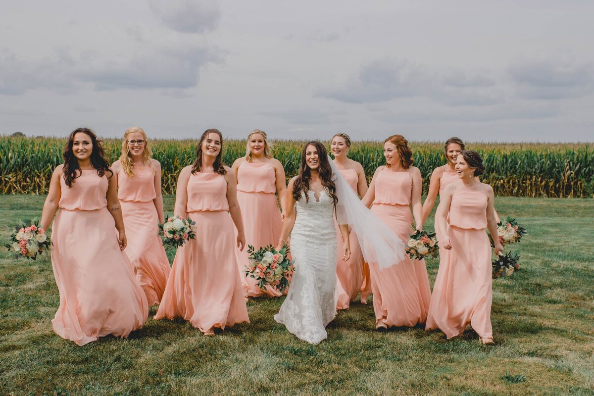 bridemaids-peach-dresses