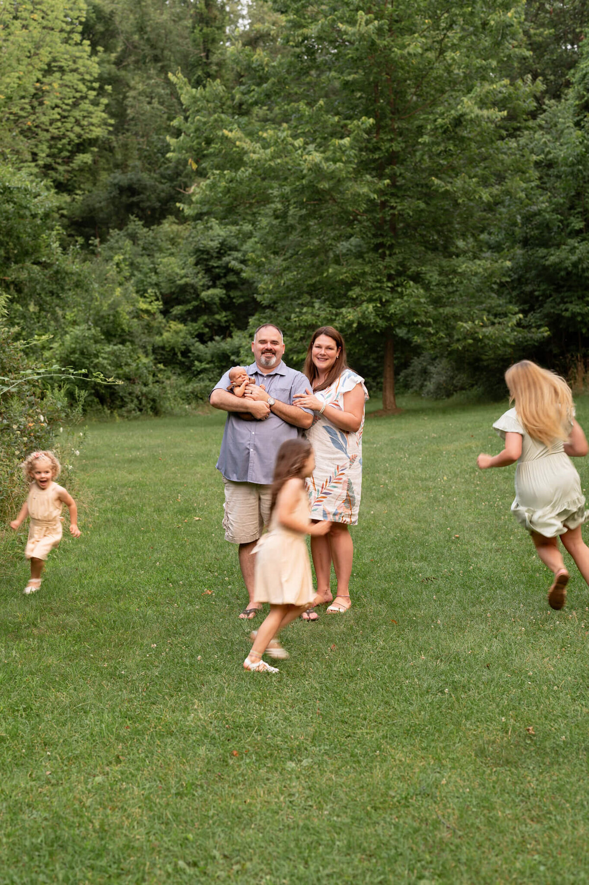 Family watches kids run around them in Canton, Michigan