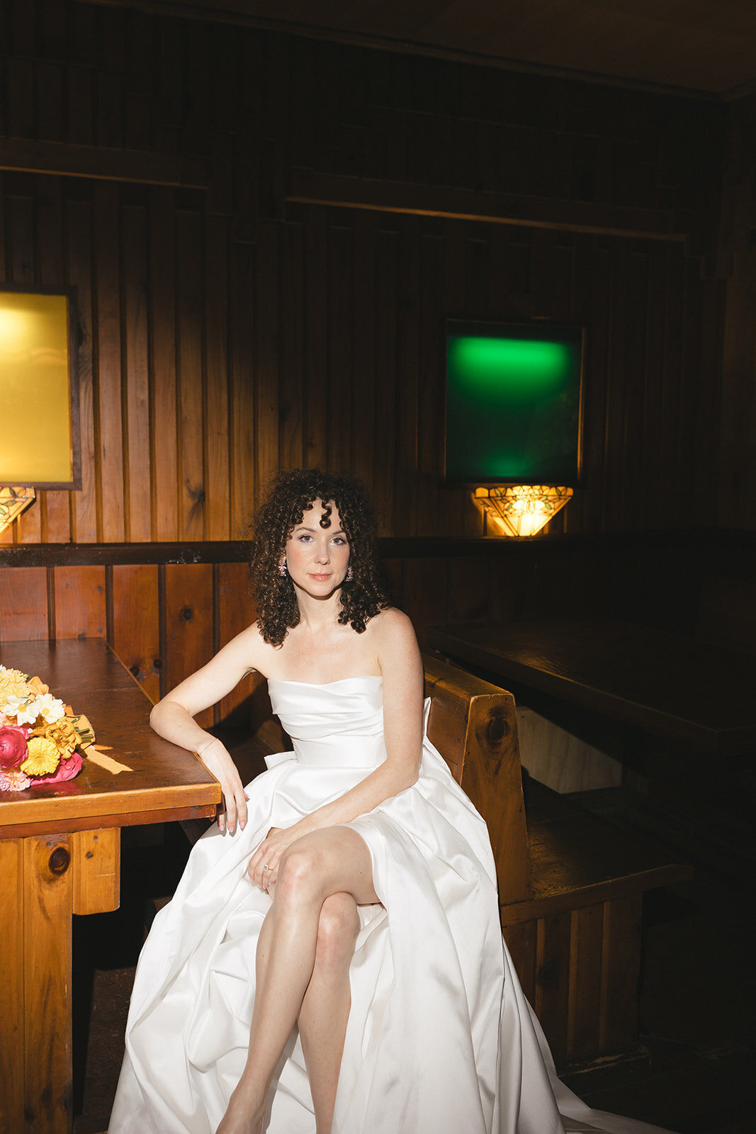 direct flash bridal portrait