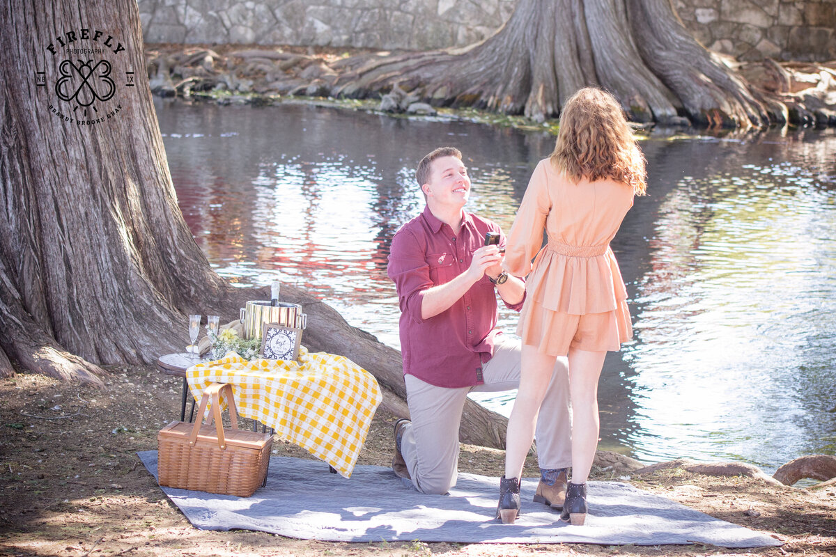 proposal at Landa Park by New Braunfels wedding photographer Firefly Photography
