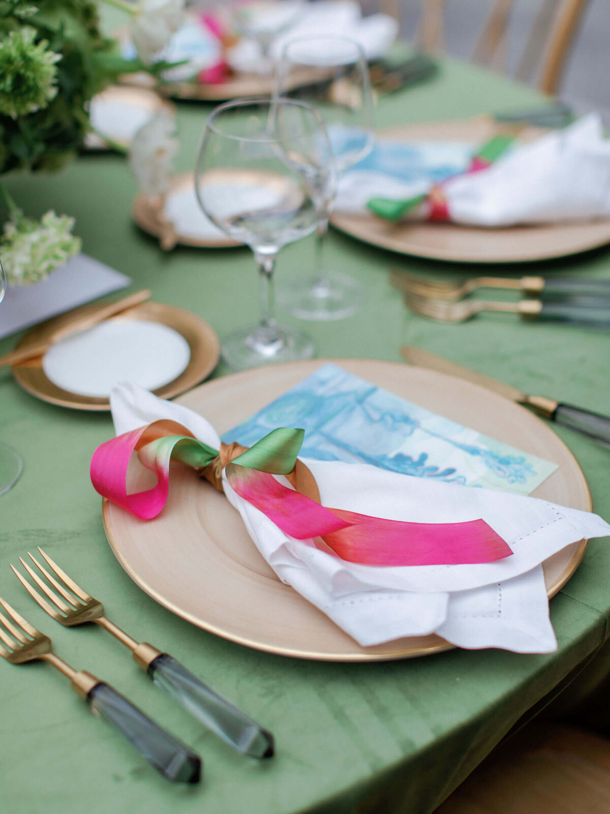 Sage velvet linens