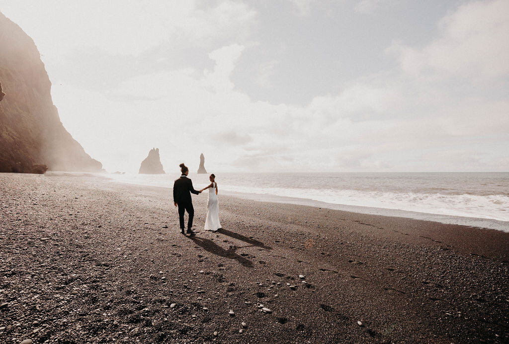 black sand beach wedding photography