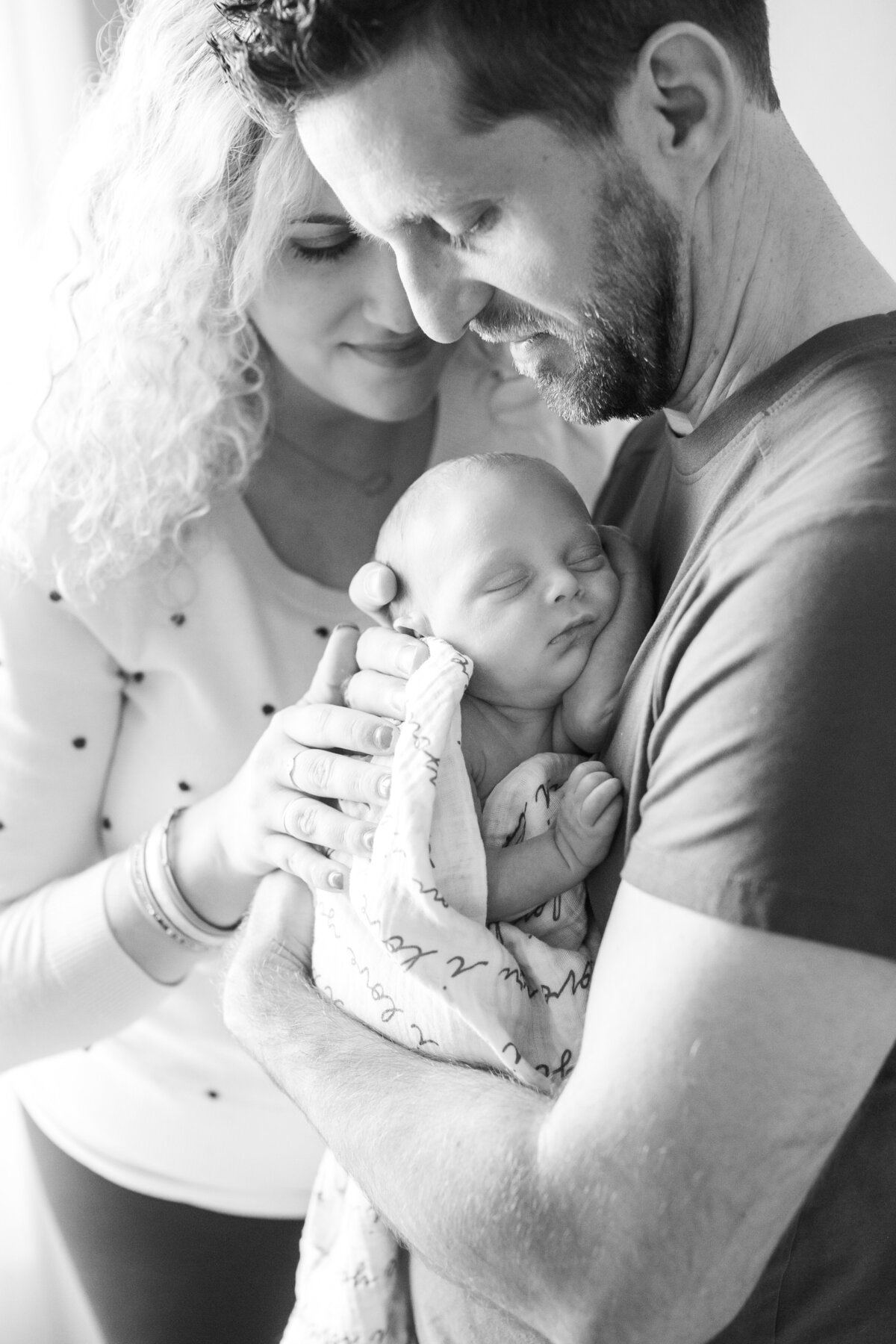 black and white newborn session