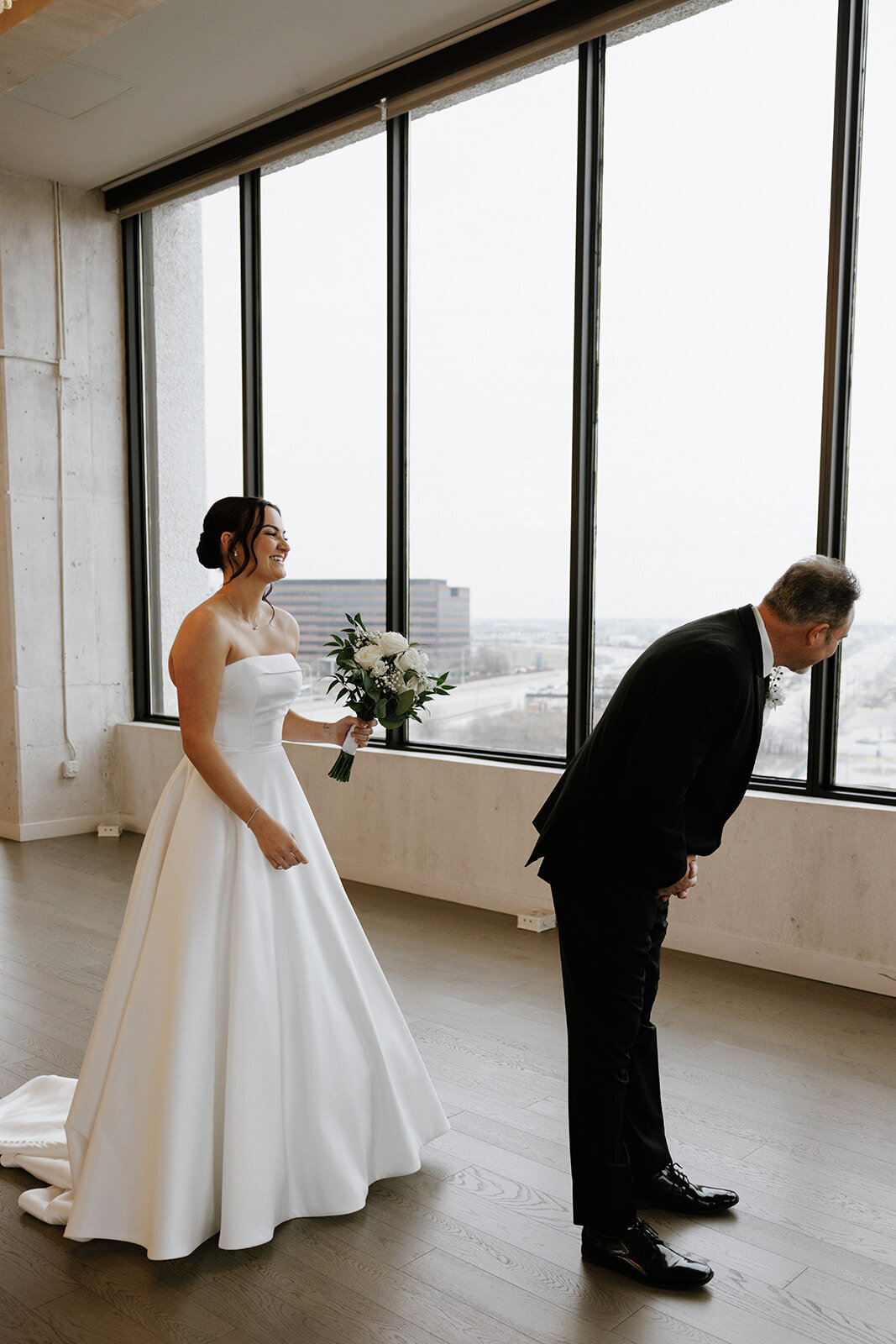 Sky on Nine Wedding Rosemont Illinois Bride First Look