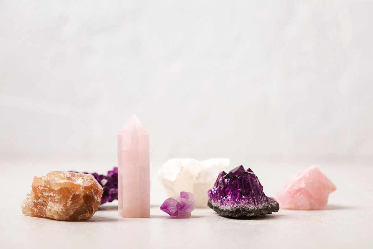 Purple and pink crystals
