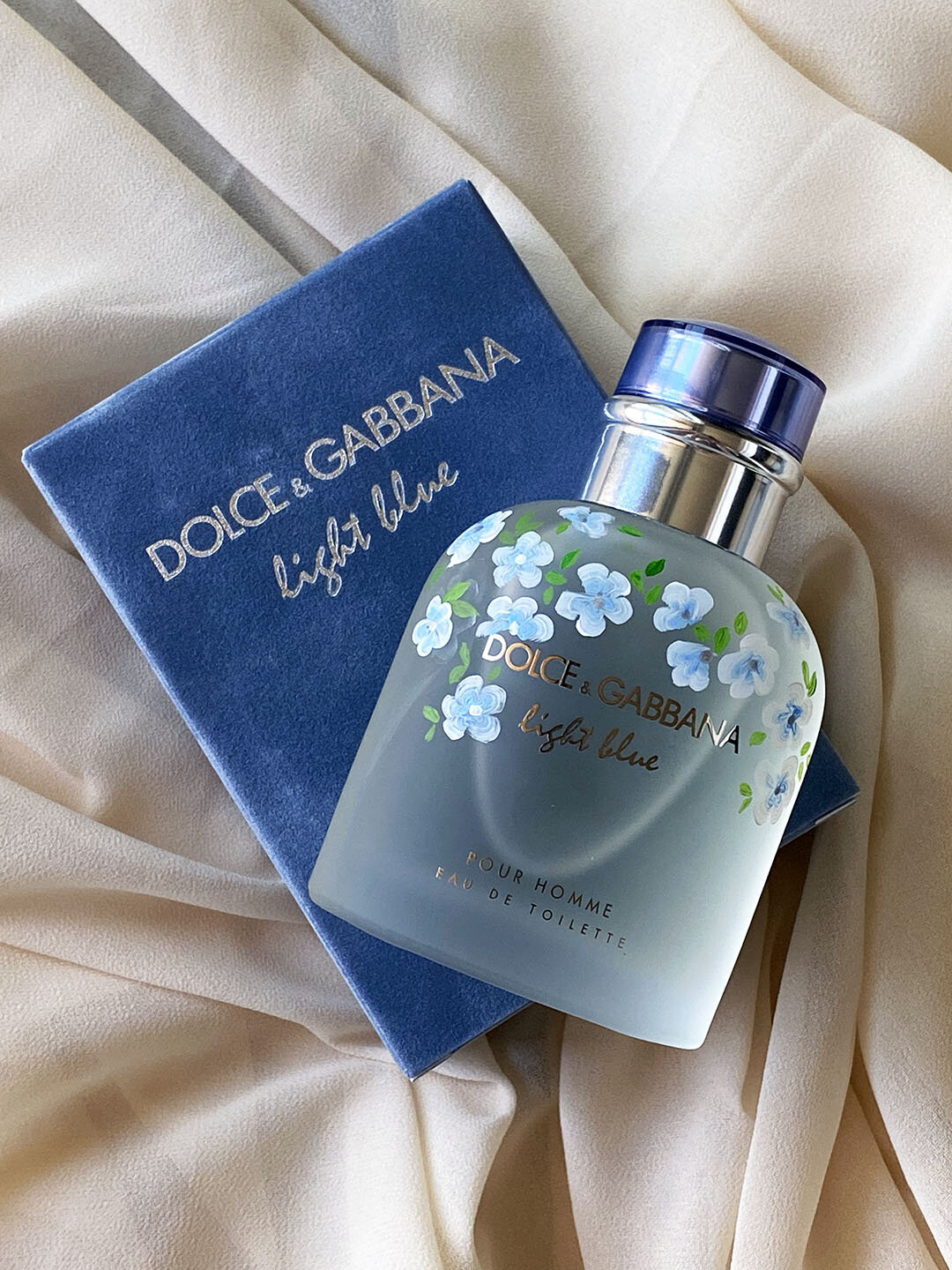 Light Blue Dolce and Gabbana Bottle Painted Los Angeles Artist