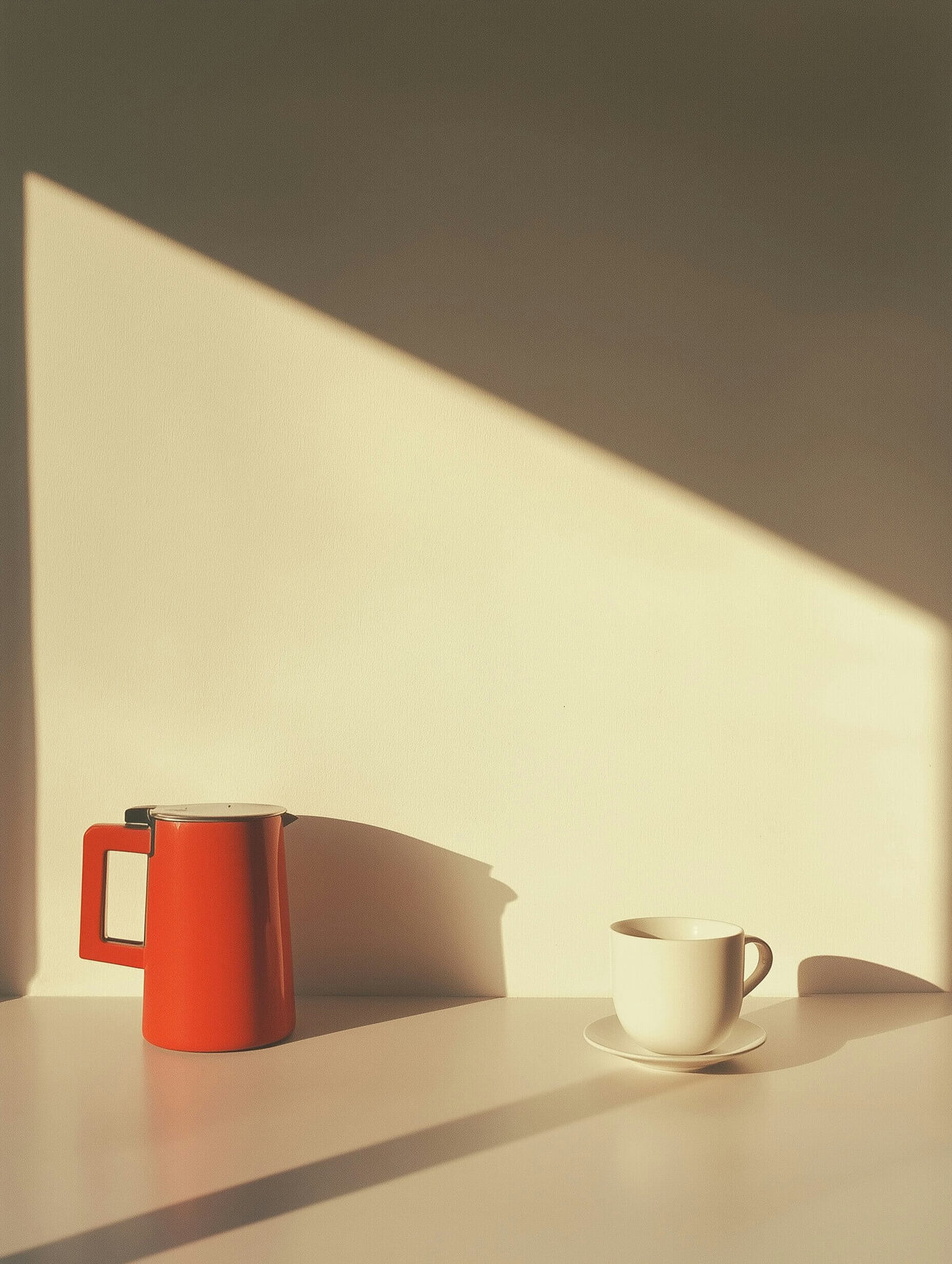 Minimalist Still Life with Red Coffee Pot 092124