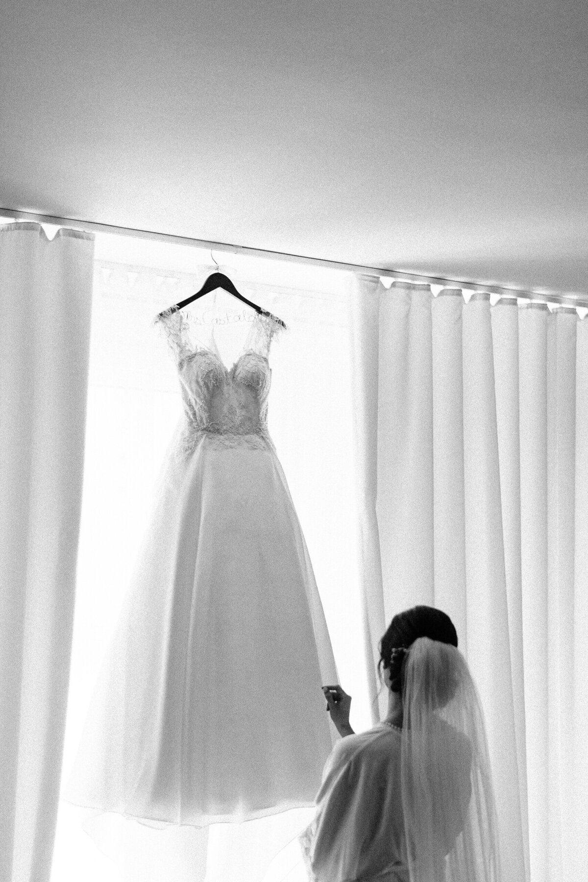 stunning dress hanging luxury wedding