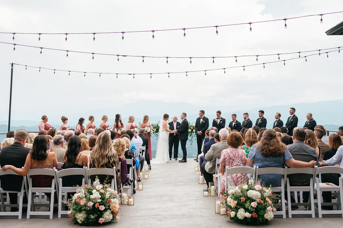 Wedding ceremony overlooking the mountains at The Trillium