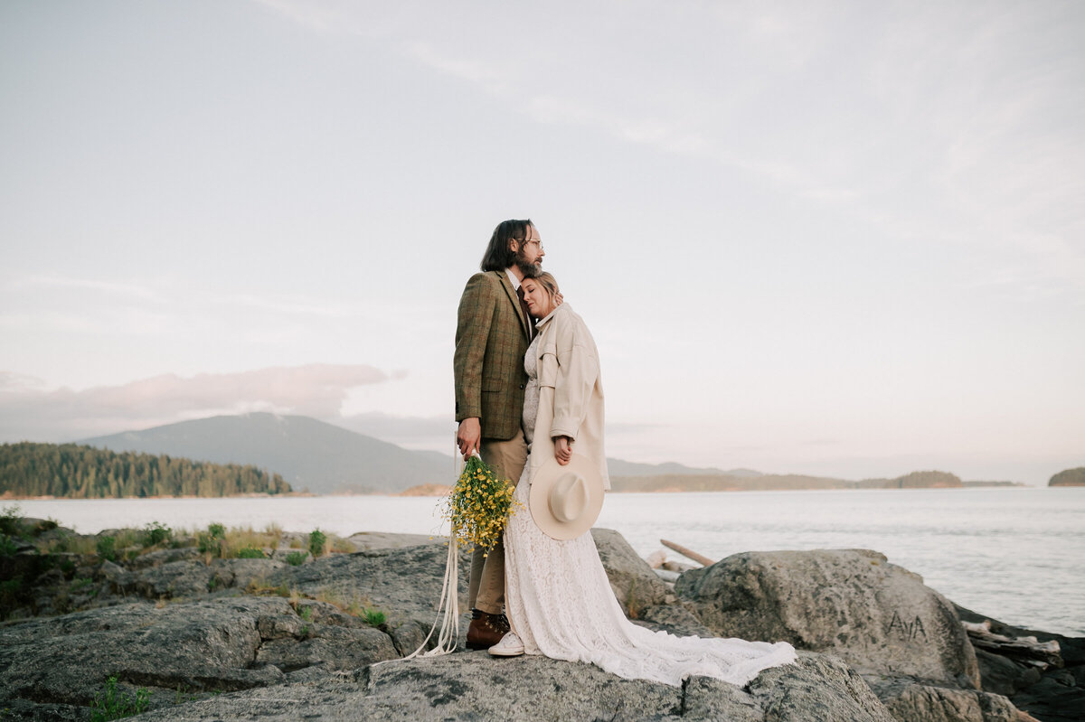 Bride and groom on the west coast