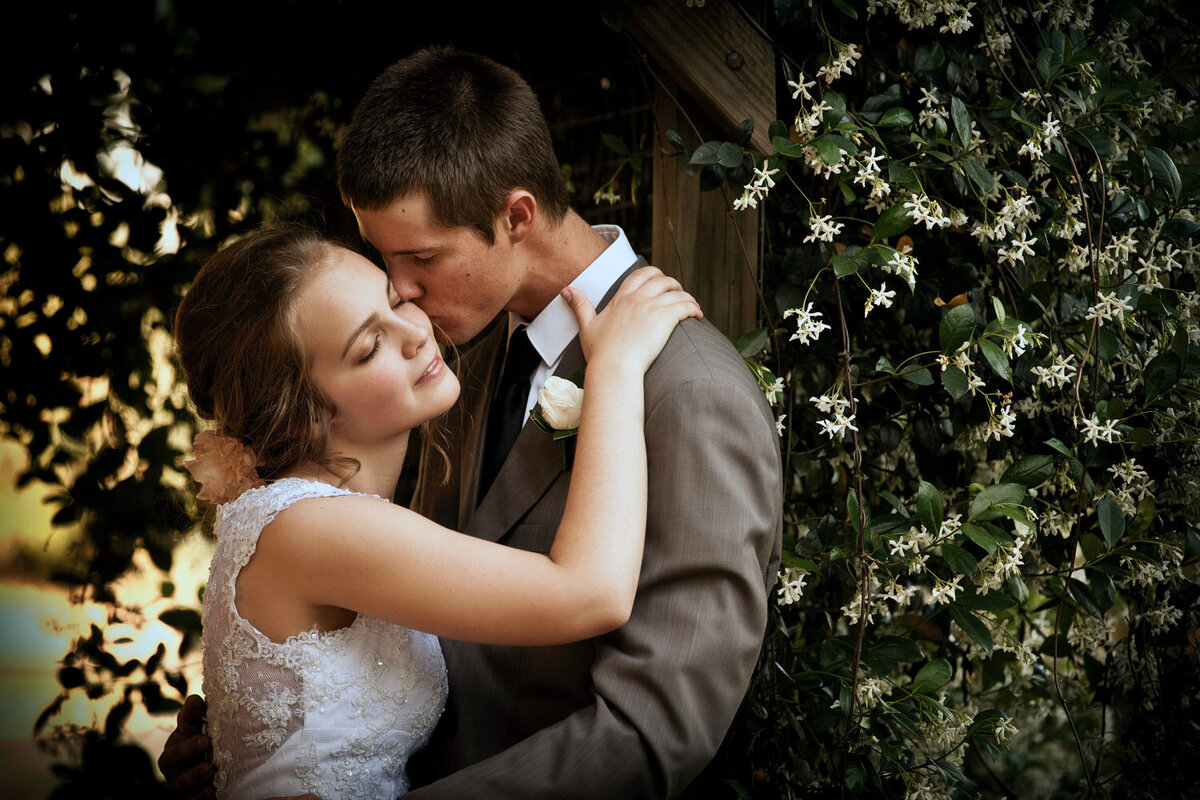 wedding couple in flowers, location Emerald, QLD