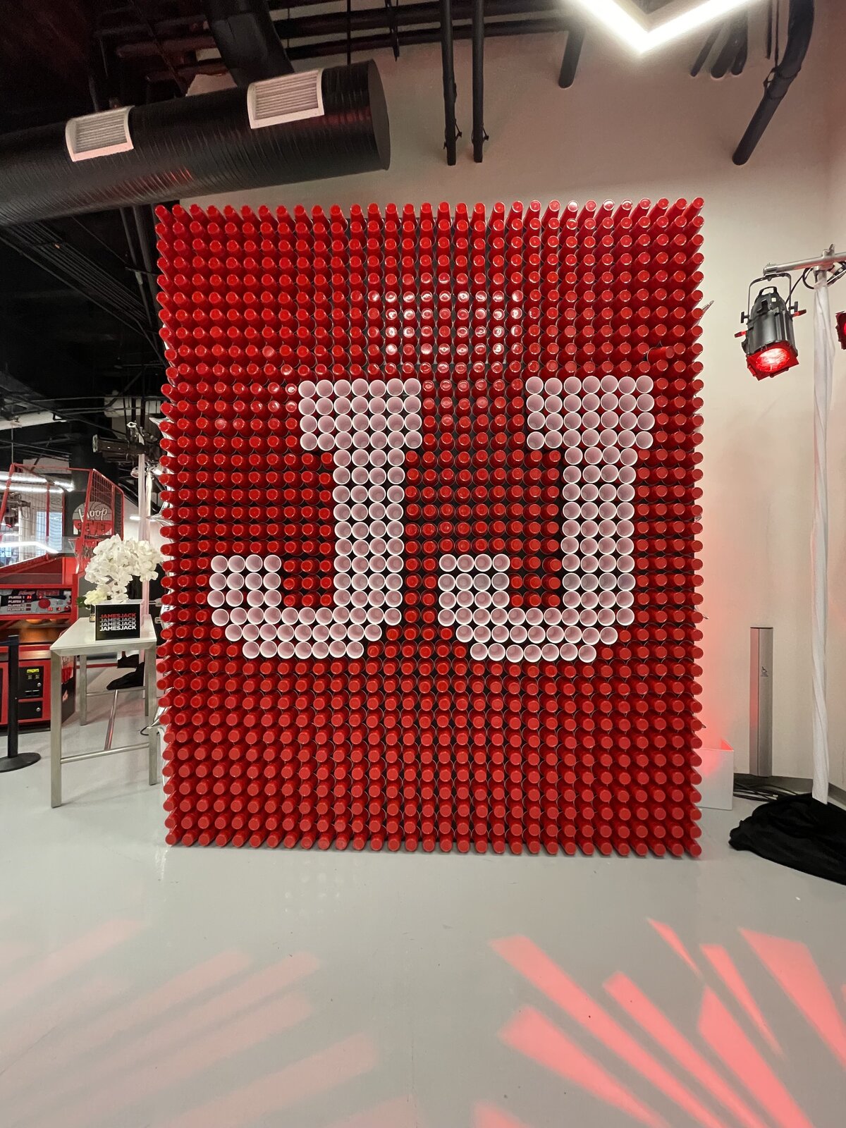 Custom Bat Mitzvah installation by The Works Collective | immersive event design at Sofi Stadium.
