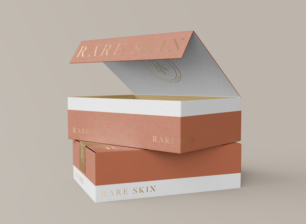 Rare Skin brand design and website design and packaging