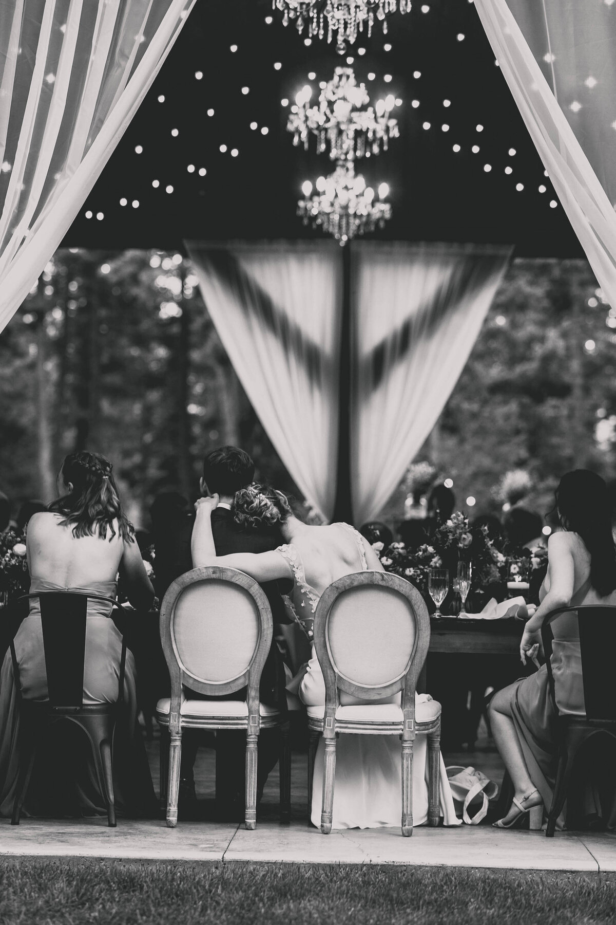 bride and groom at table