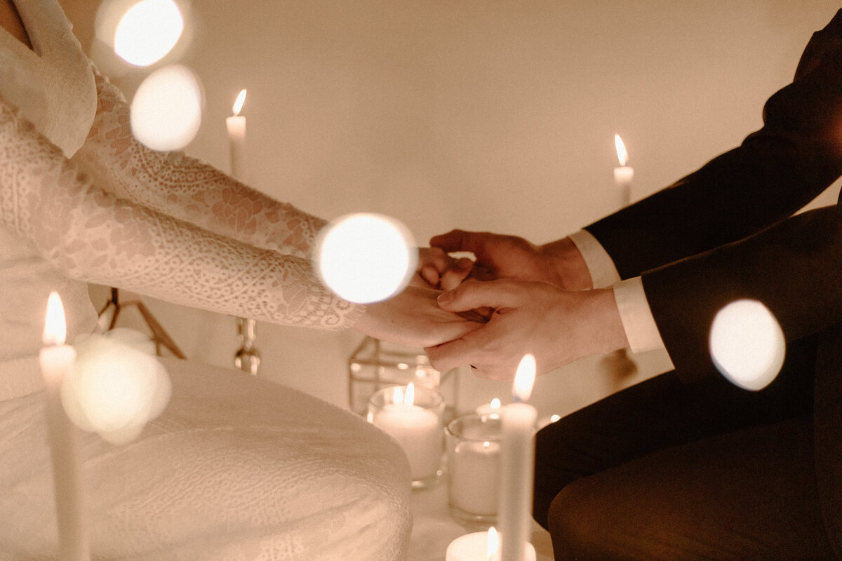 candlelight bridal photos